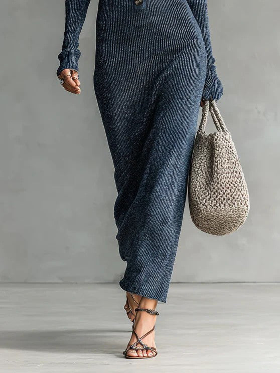 Casual Hooded Knitted Slim-fit Maxi Dress