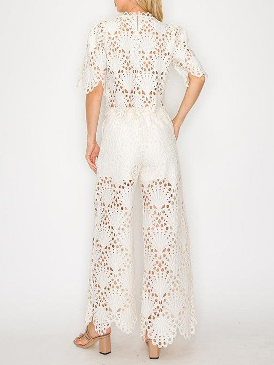 Elegant Lace Cutout Pants