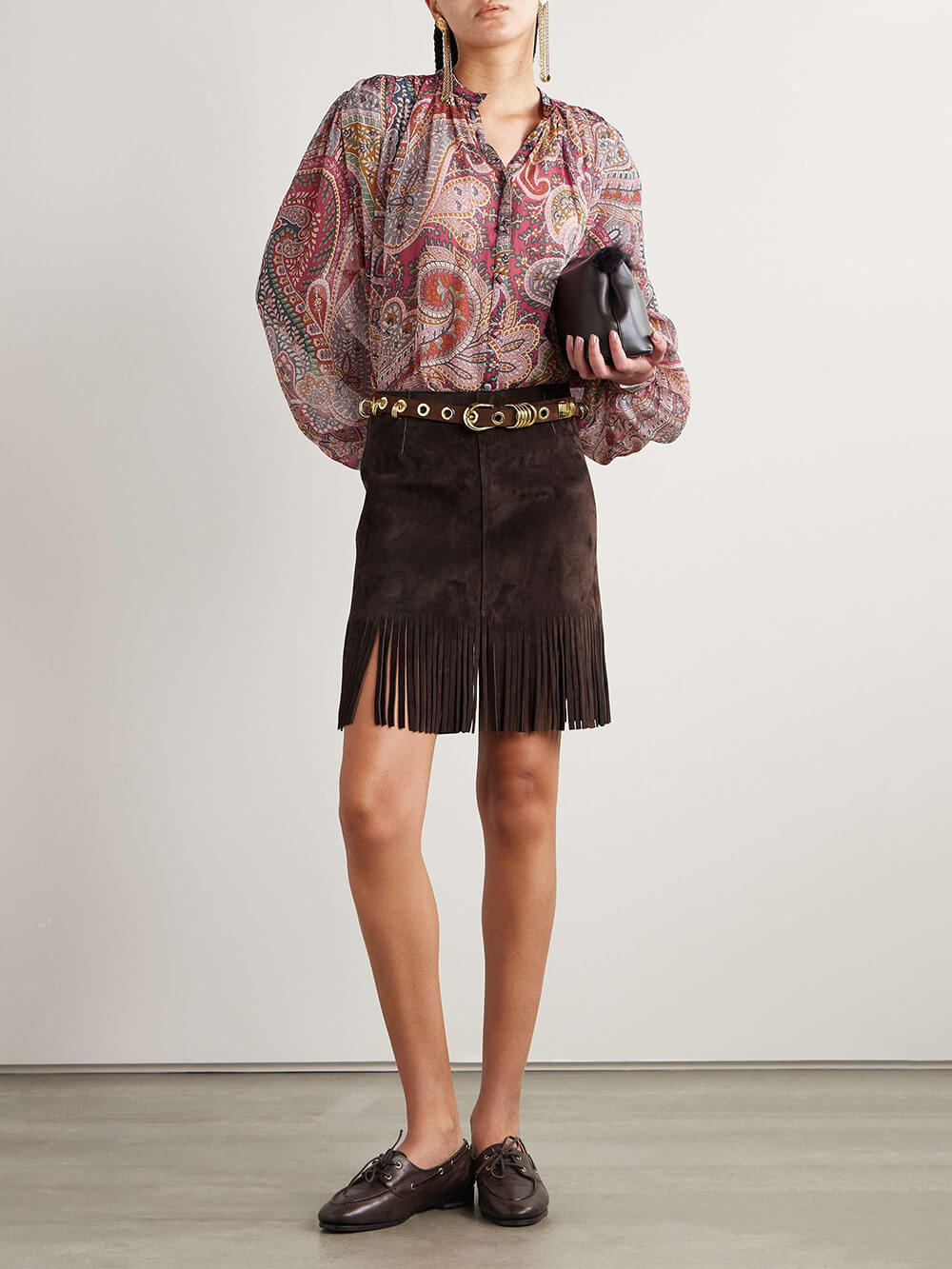 Elegant Paisley Print Chiffon Loose Shirt