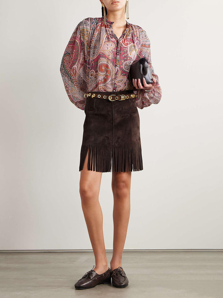 Elegant Paisley Print Chiffon Loose Shirt