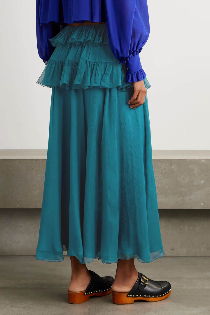 Exquisite Multi-Layered Pleated Chiffon Tulle Skirt