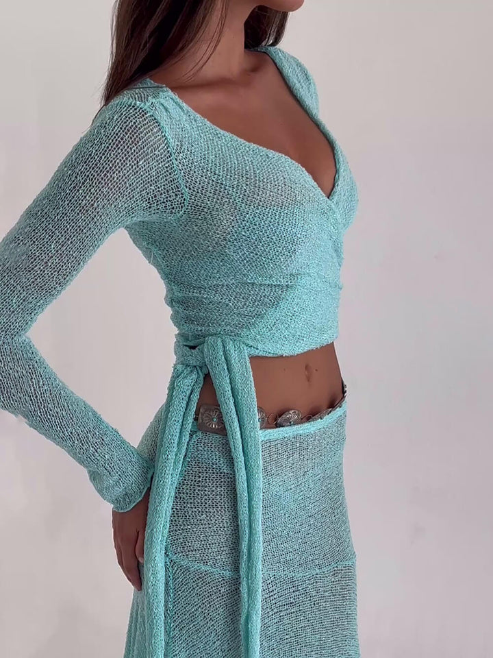 Casual Sexy Knitted Wrap Top