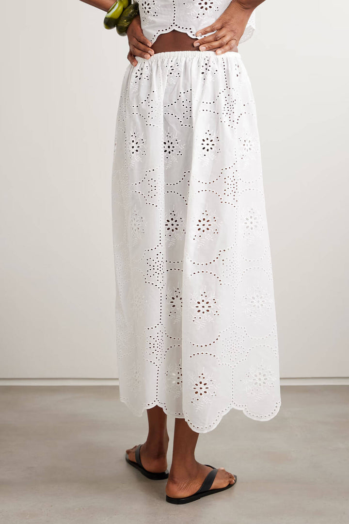 Fashionable Ruffled Hollow-Out Crochet Mid Skirt