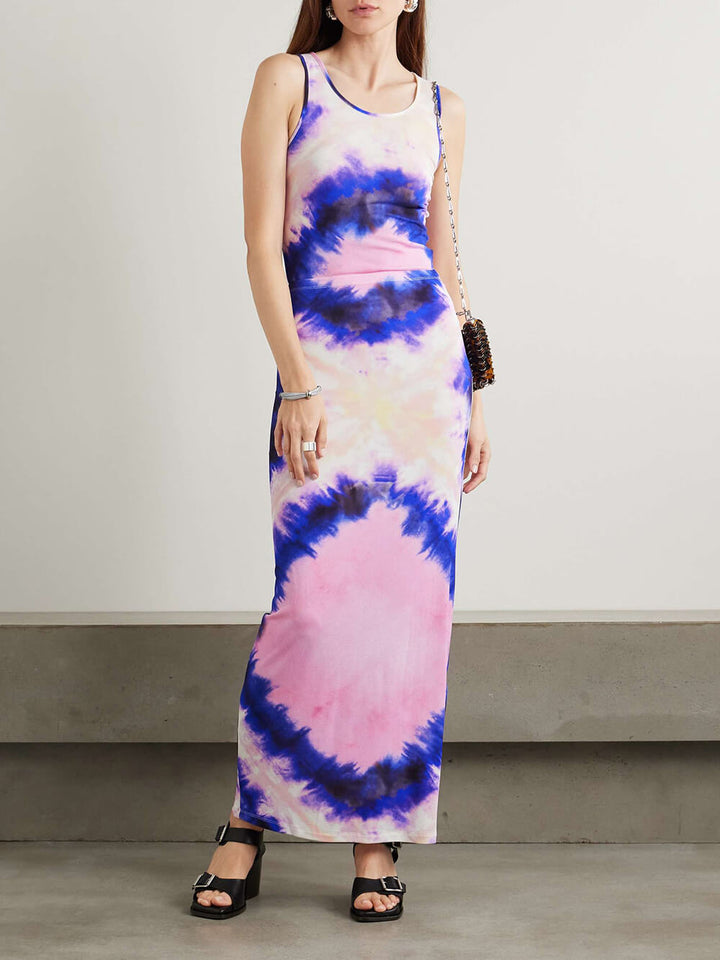 Unique Tie-Dye Stretch Crinkle Tank Top