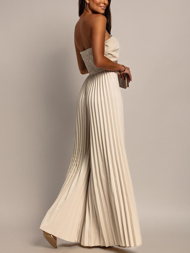 Summer Chic Strapless Button Ruched Jumpsuit