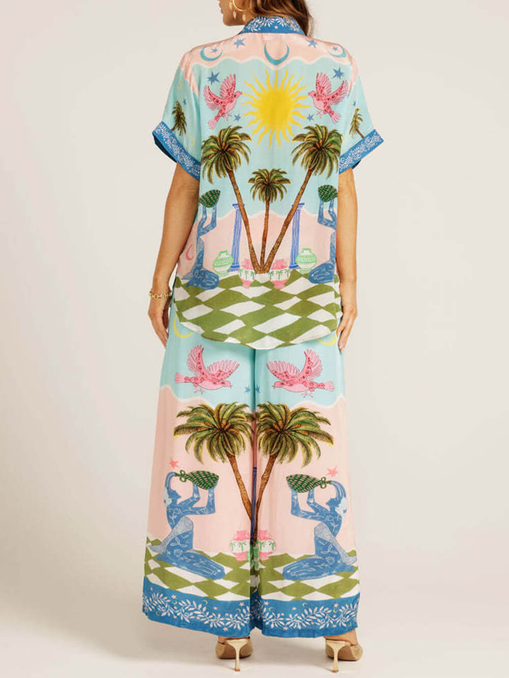 Casual Palm Tree Print Short Sleeve Shirt