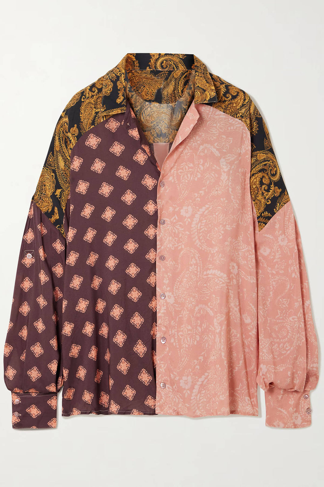 Exquisite Two-Tone Printed Loose Shirt And Pockets Elastic-Waist Shorts Set