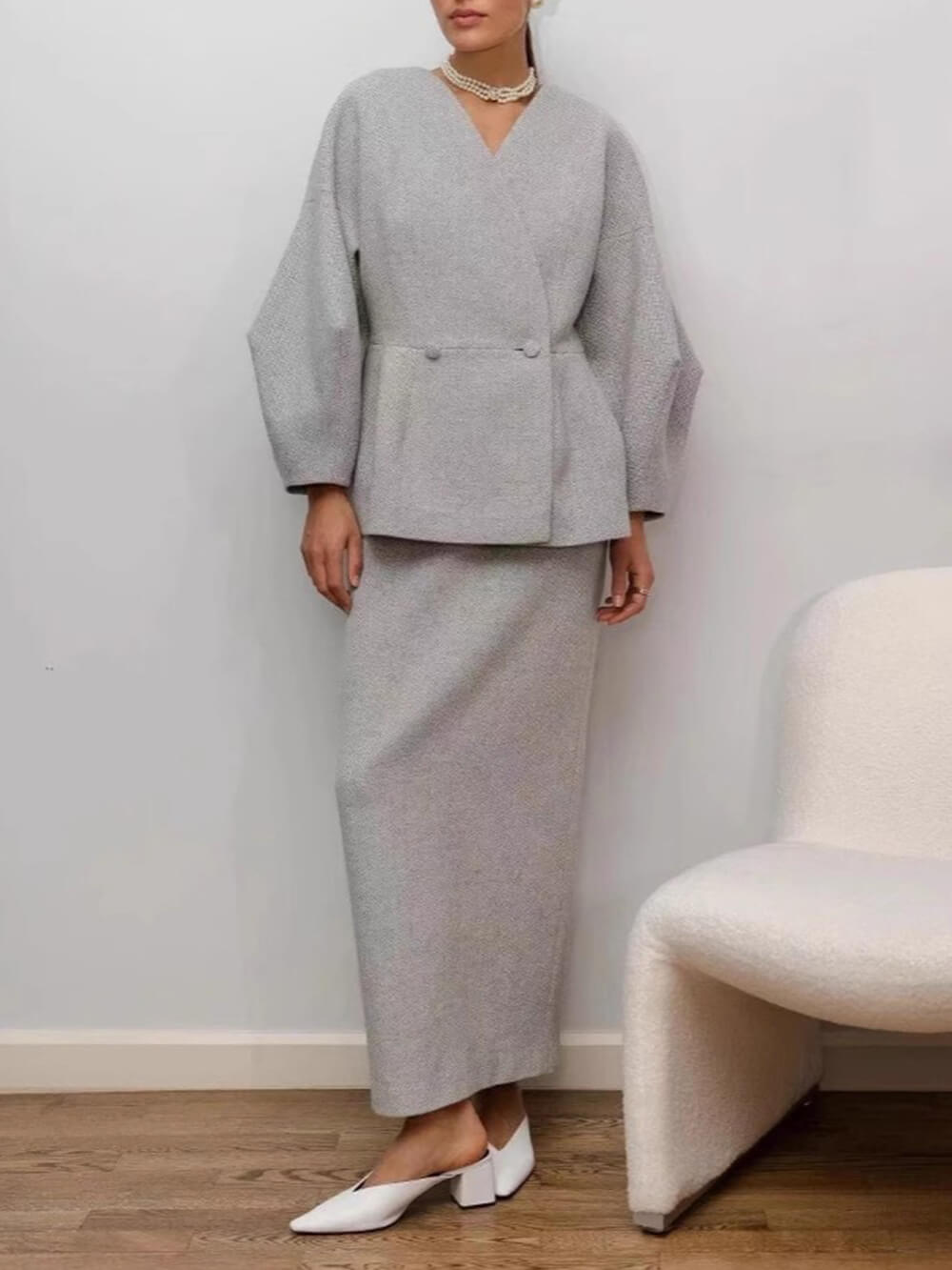 Chic Elegant Solid Fitted Maxi Skirt