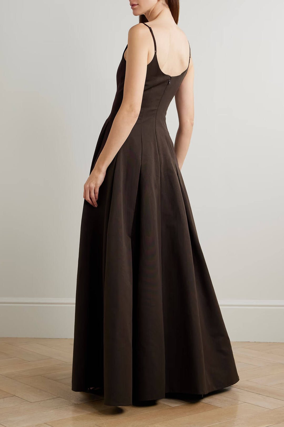 Elegant Backless Ruched Twill Maxi Dress