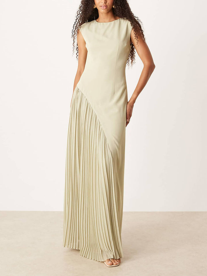Exquisite Cap Sleeve Pleated Maxi Dress