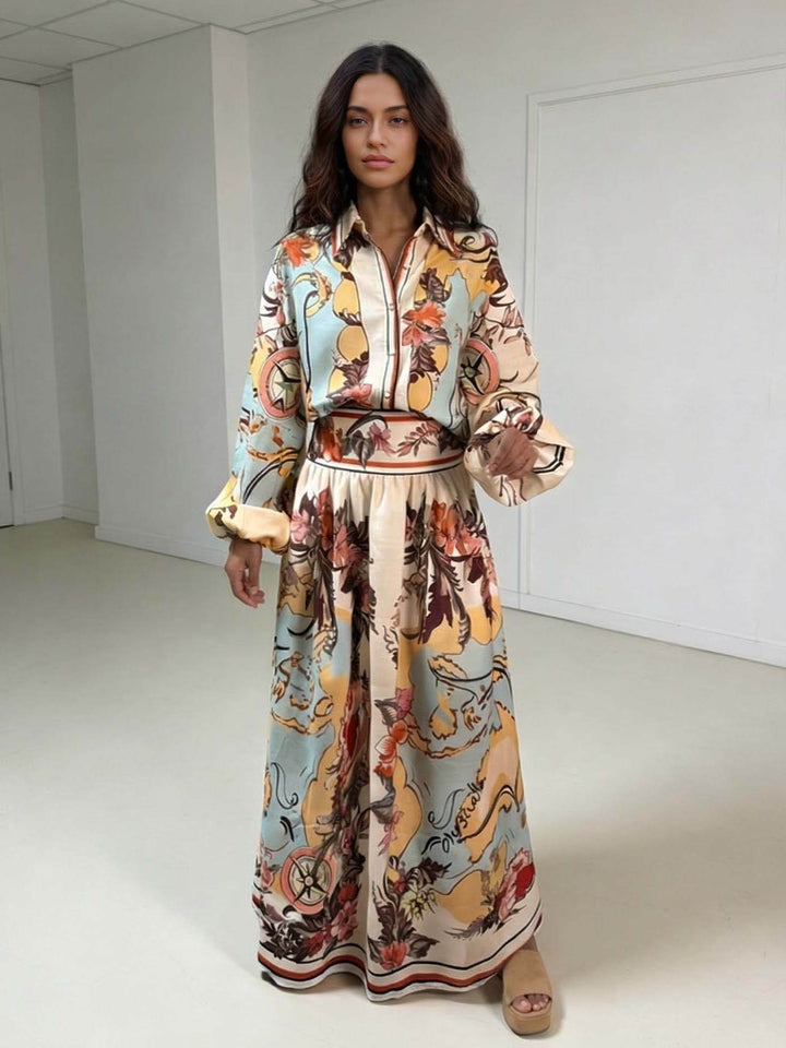 Retro Map Print Two-piece Set