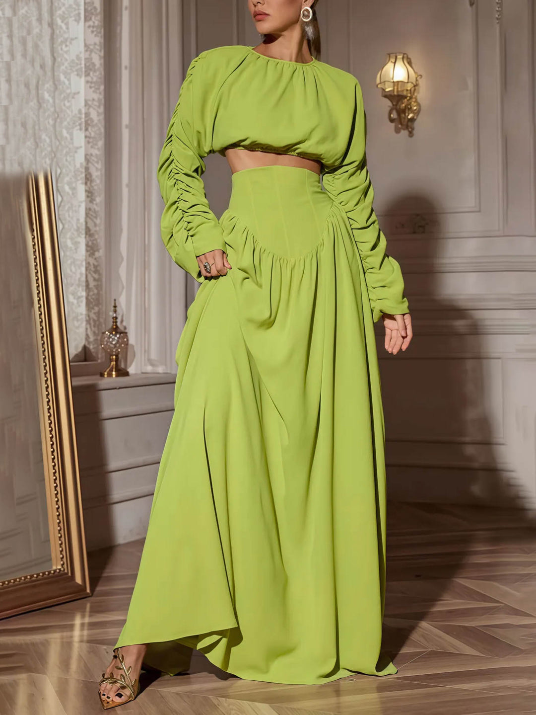 Elegant Pleated Tie High-Waisted Skirt