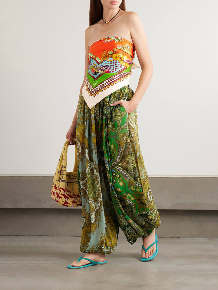 Unique Print Twill Satin Scarf Tank Top