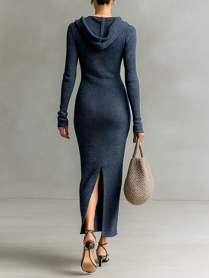 Casual Hooded Knitted Slim-fit Maxi Dress