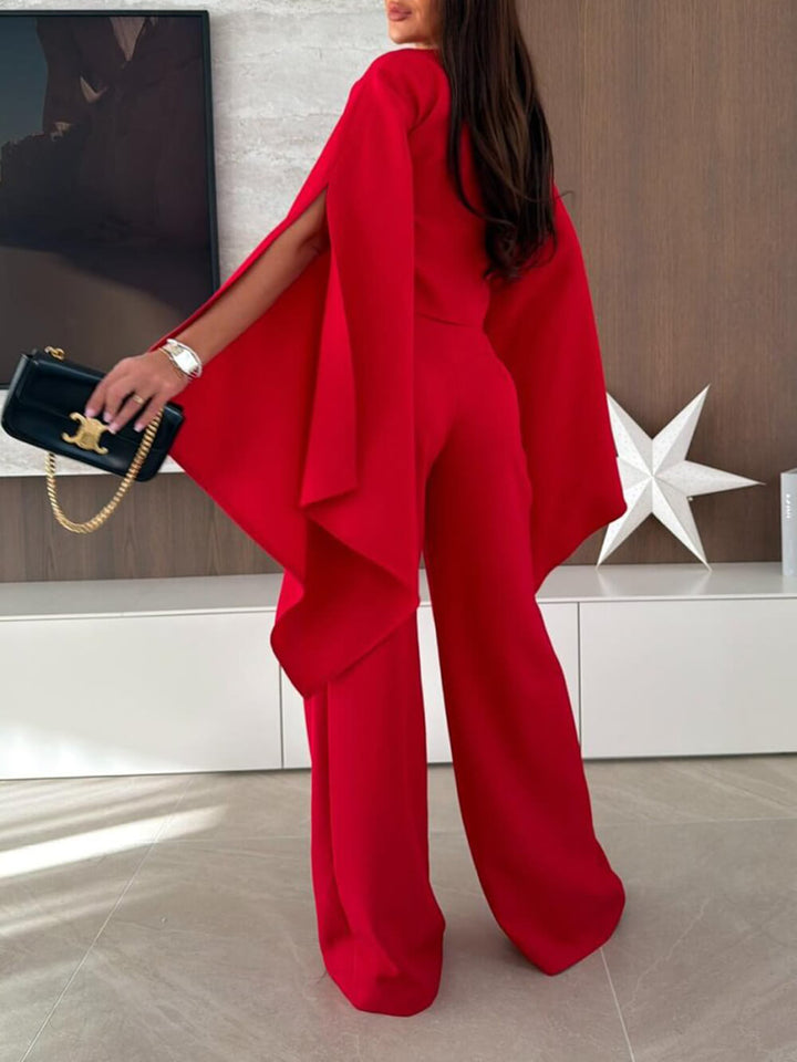Exquisite Pleated High-Waist Pockets Straight-Leg Pants