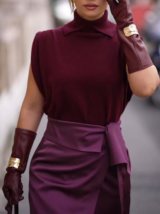 Elegant Satin Bow Slit Maxi Skirt