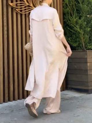 Elegant Lightweight Longline Satin Trench Coat