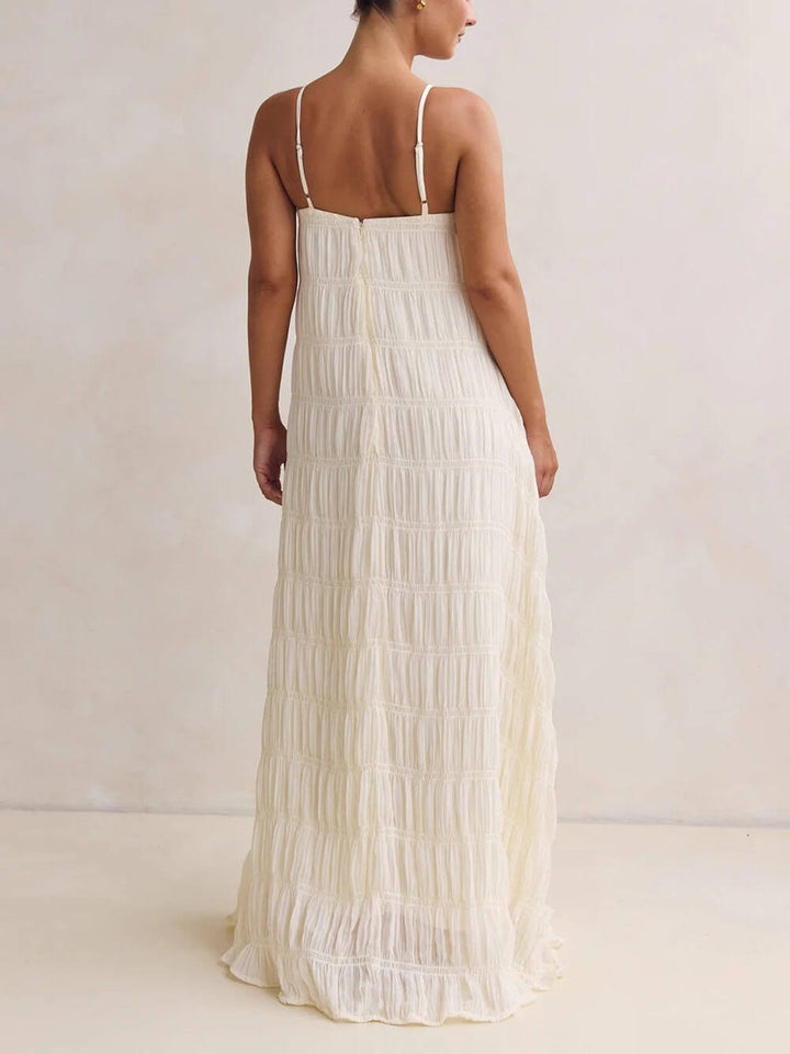 Exquisite Pleated Off-Shoulder A-Line Maxi Dress