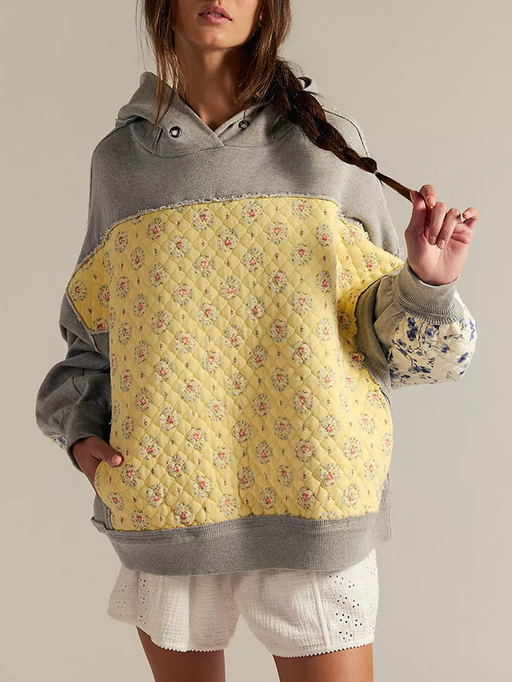 Casual Embroidered Patchwork Hoodie