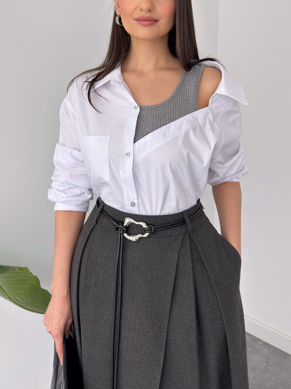 Modern High-waisted A-line Midi Skirt