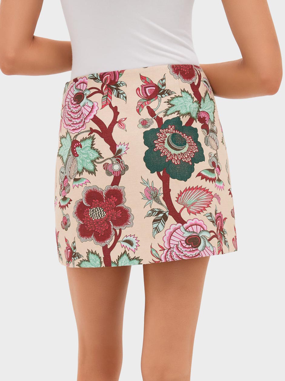 Exquisite Retro Floral Print Mini Skirt