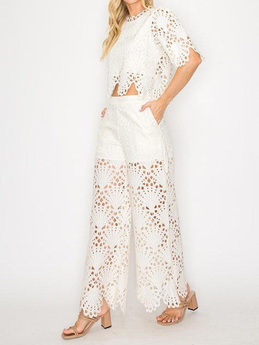 Elegant Lace Cutout Pants