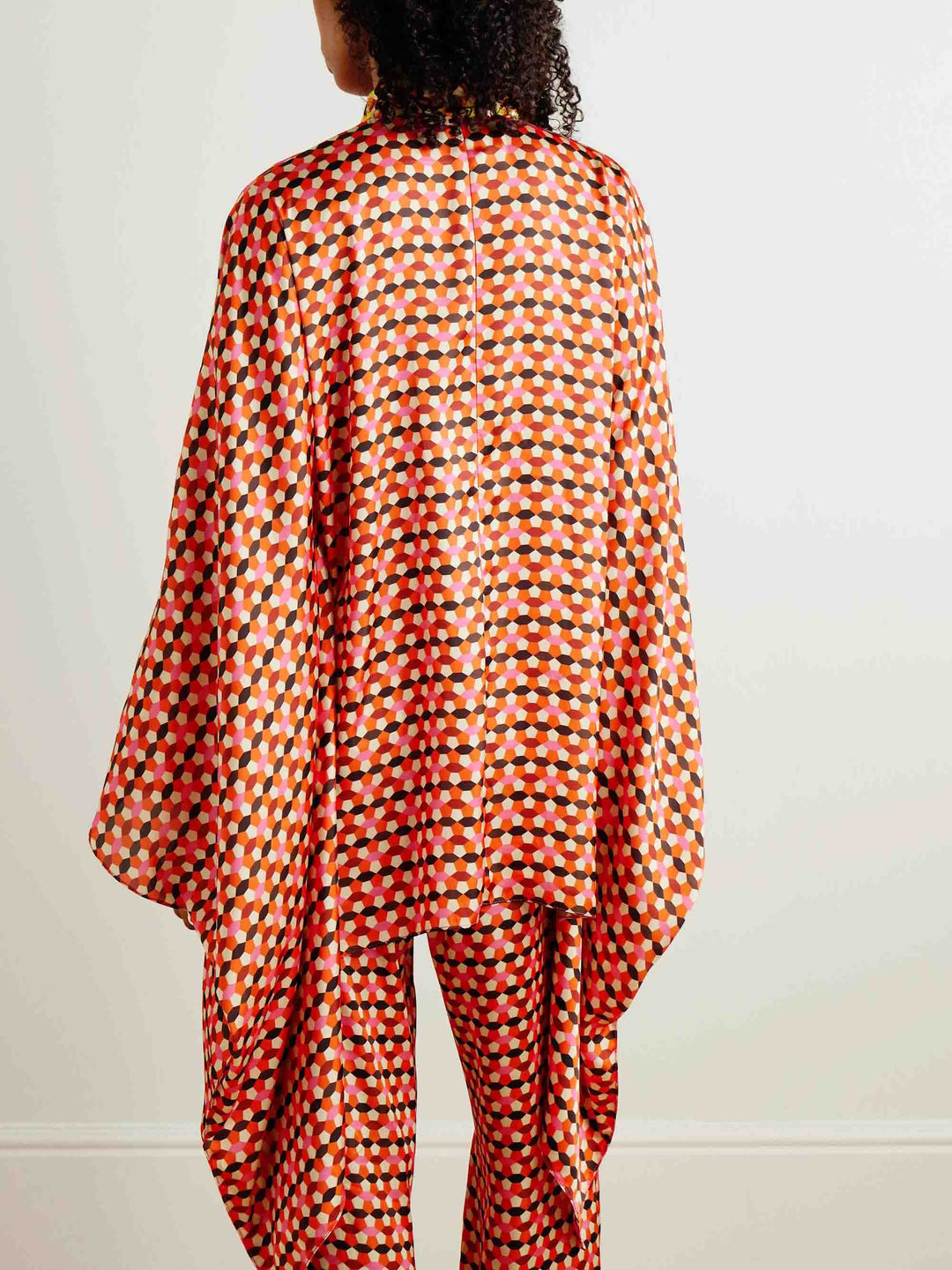 Exquisite Satin Geometric Print Loose Shirt
