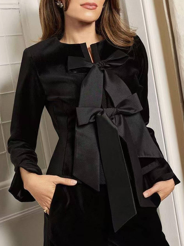 Elegant Chic High-Waist Pocketed French Flared Trousers