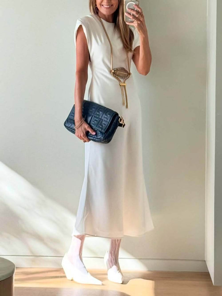 Elegant Drop-Shoulder Slim Maxi Dress