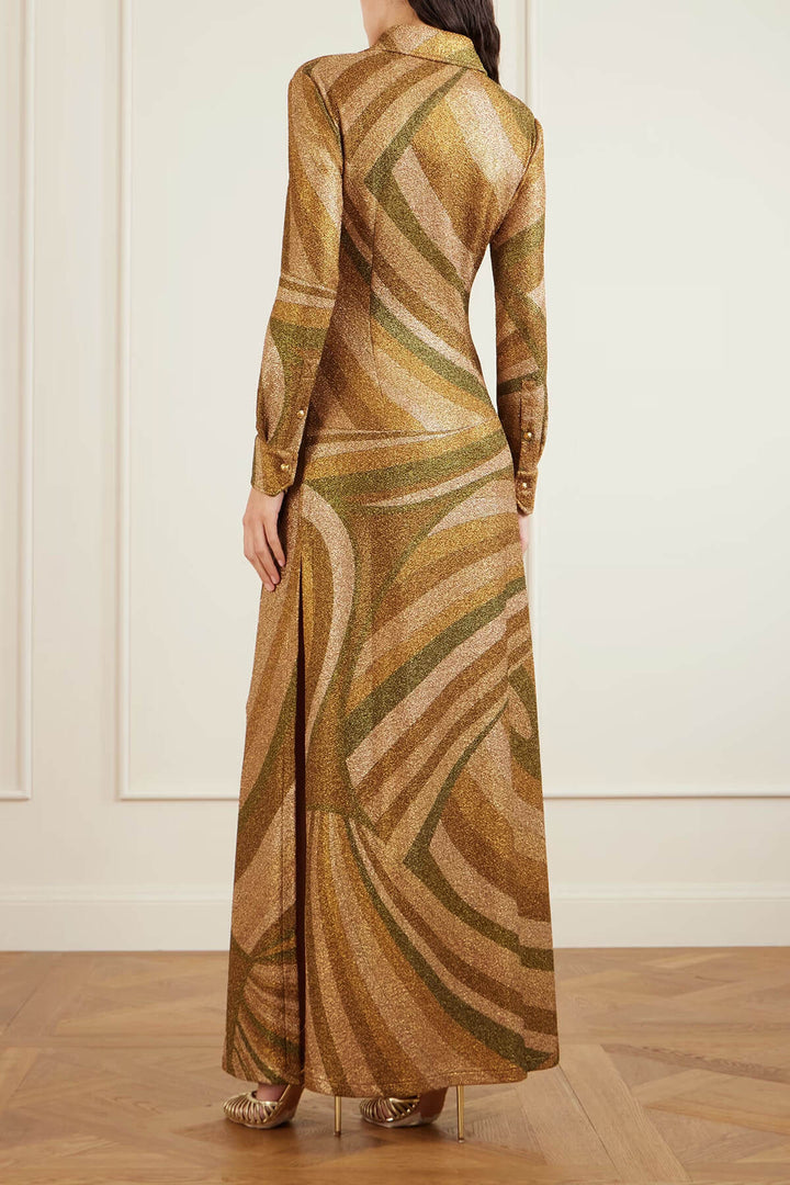 Fashion Unique Printed Knit Sequin Maxi Dress