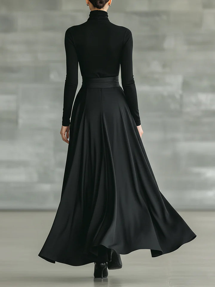 Casual Satin Tie-waist Skirt Two-piece Set