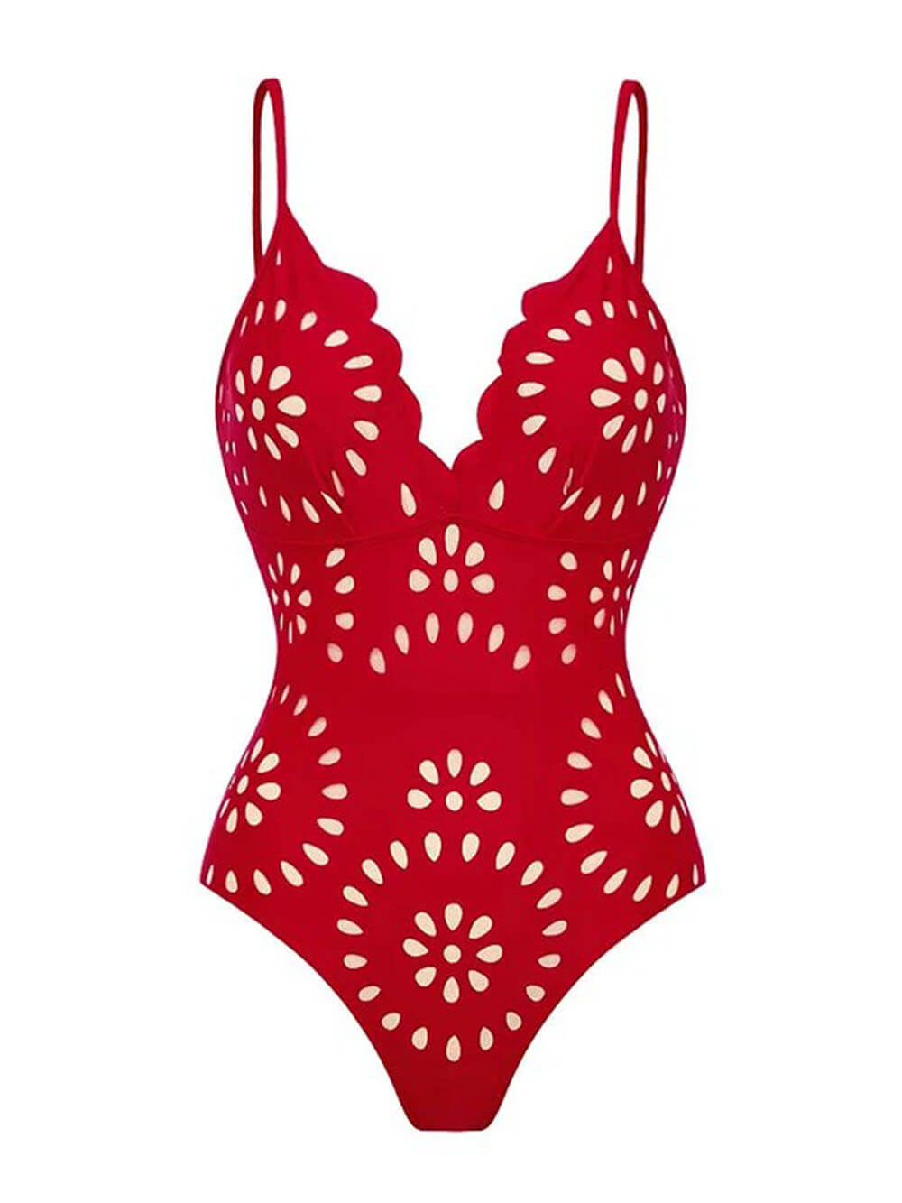 Sexy Lace Flower Hollow One-Piece Swimsuit