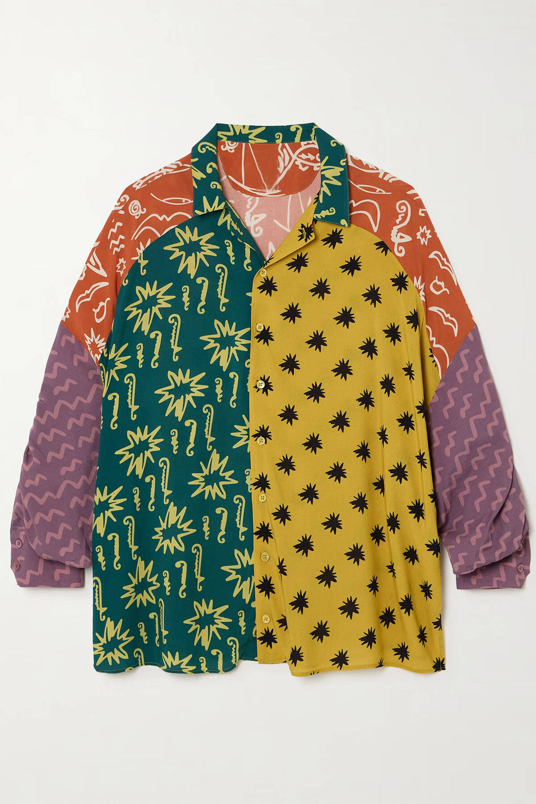 Unique Printed Crepe Shirt and Elastic Waist Shorts Set