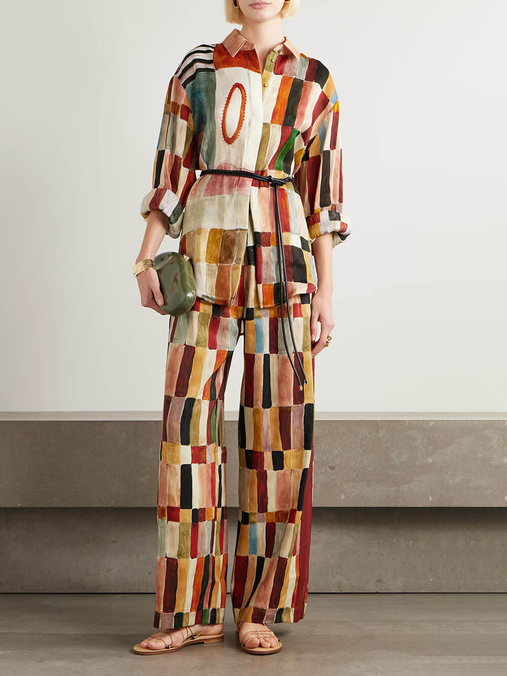 Retro Floral Print Loose Linen Button-Up Shirt