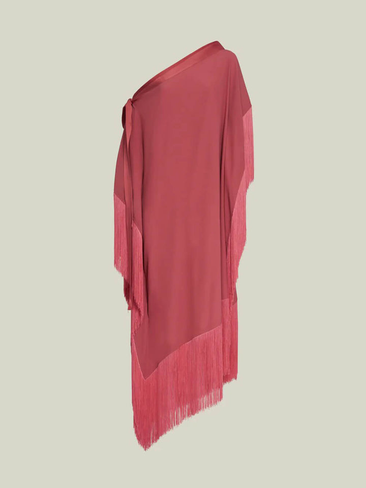 Elegant Satin Fringe Bow Off-Shoulder Maxi Dress