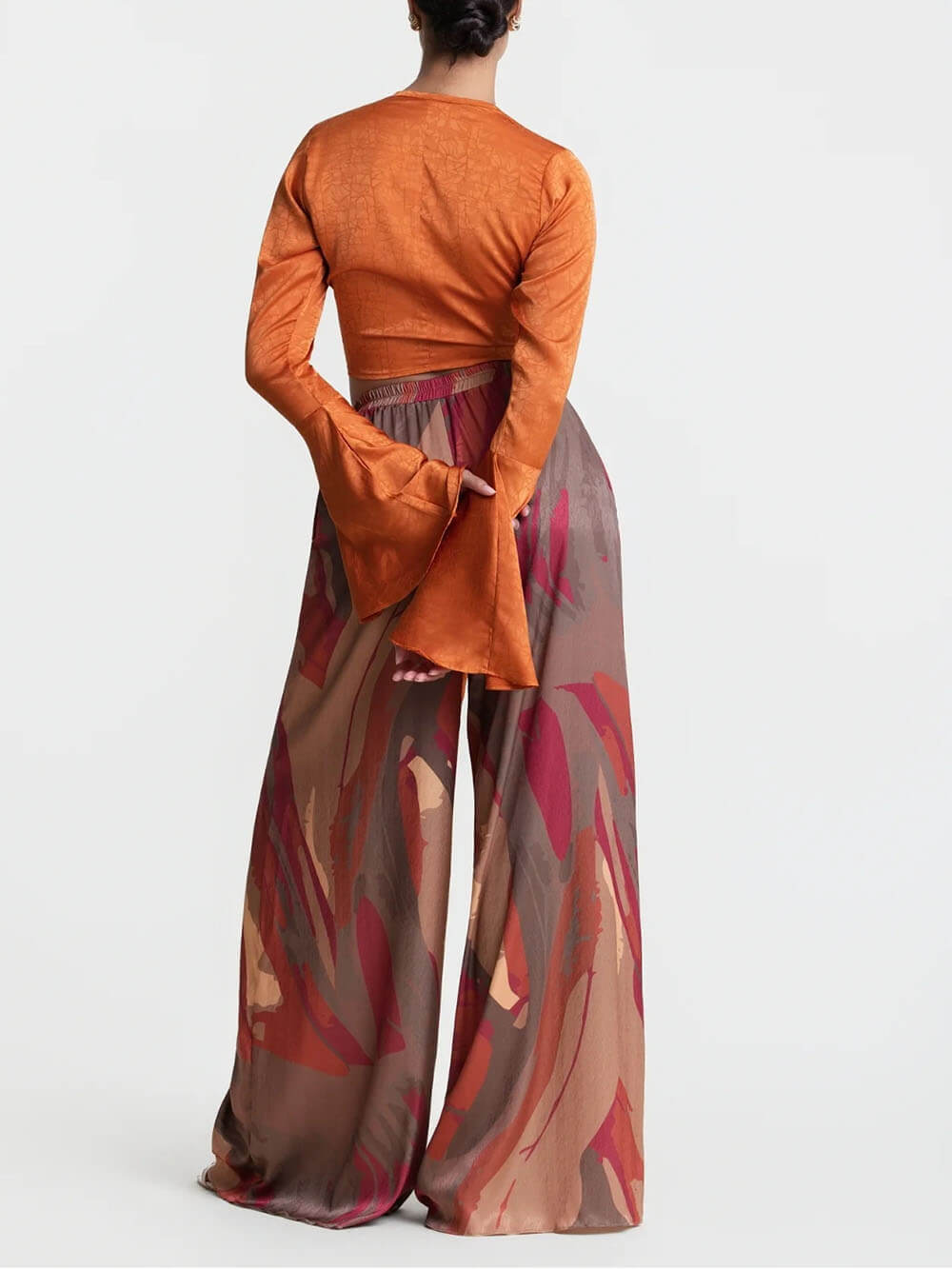 Casual Colorful Printed Loose High-Waisted Wide-Leg Pants