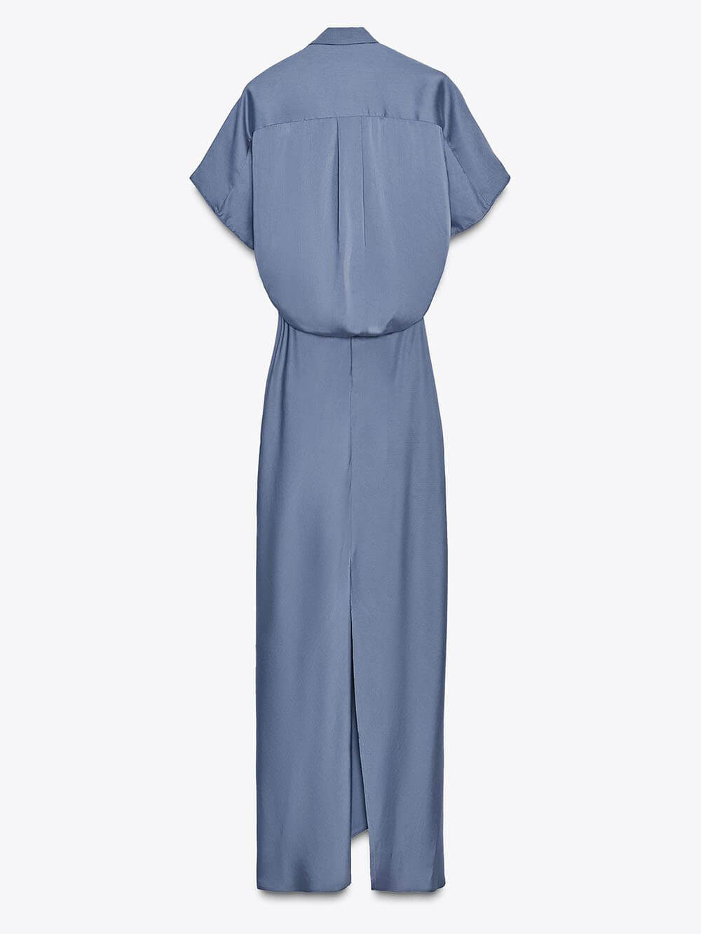 Pleated V-Neck Satin Wrap Maxi Dress