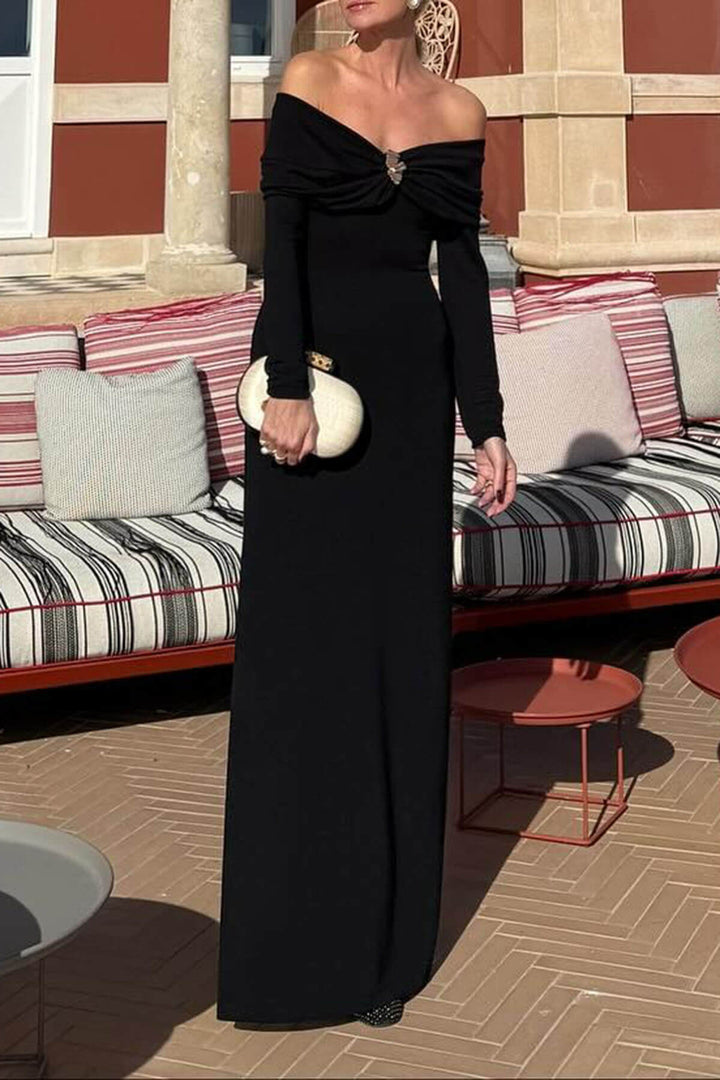 Elegant Strapless Ruched Bodycon Maxi Dress