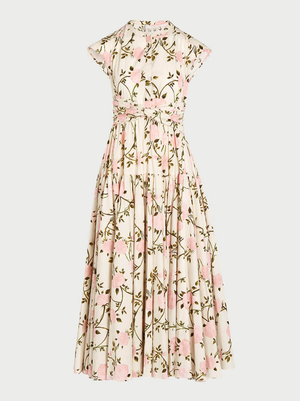 Retro Floral Elegance Ruched Bodycon Maxi Dress