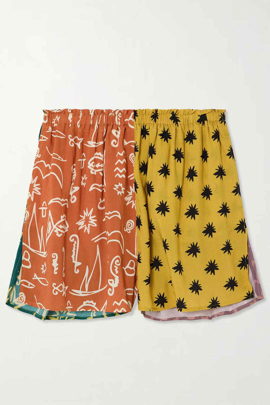 Unique Printed Crepe Shirt and Elastic Waist Shorts Set