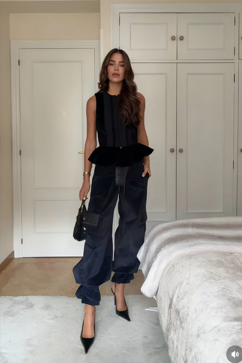 Retro Fashion Ruffled Sleeveless Vest