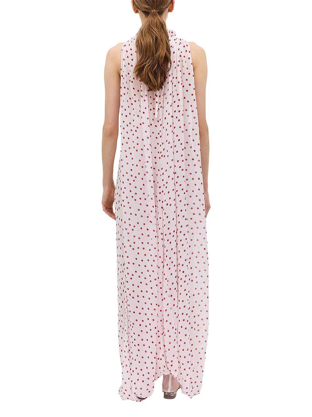 Unique Red Polka Dot Chiffon Maxi Dress