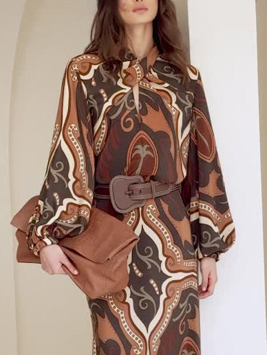 Retro Tung Palm Tree Print Long-sleeved Shirt
