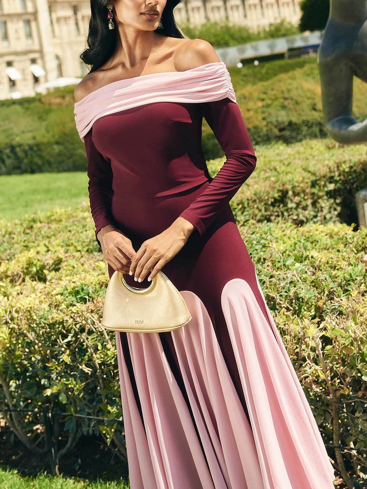 Elegant Layered Two-Tone Off-Shoulder Top