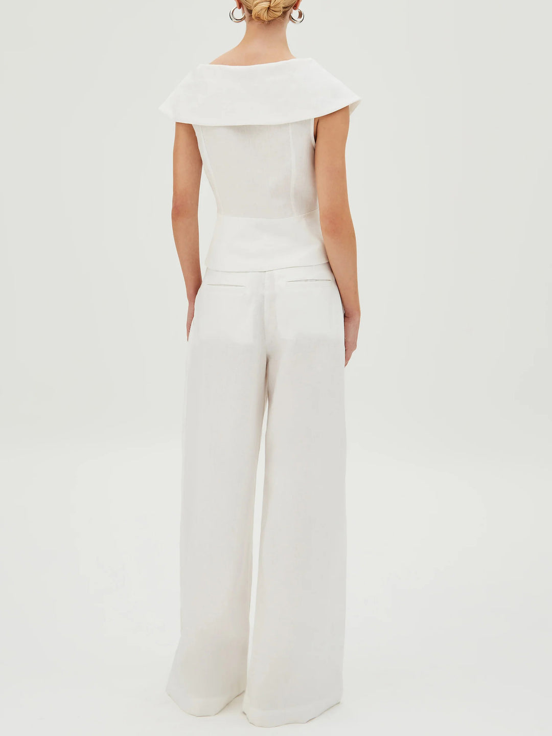 Elegant Pleated Pocket Wide-leg Pants
