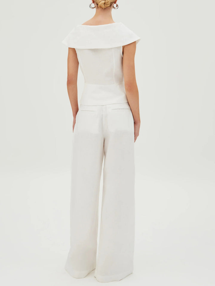 Elegant Pleated Pocket Wide-leg Pants