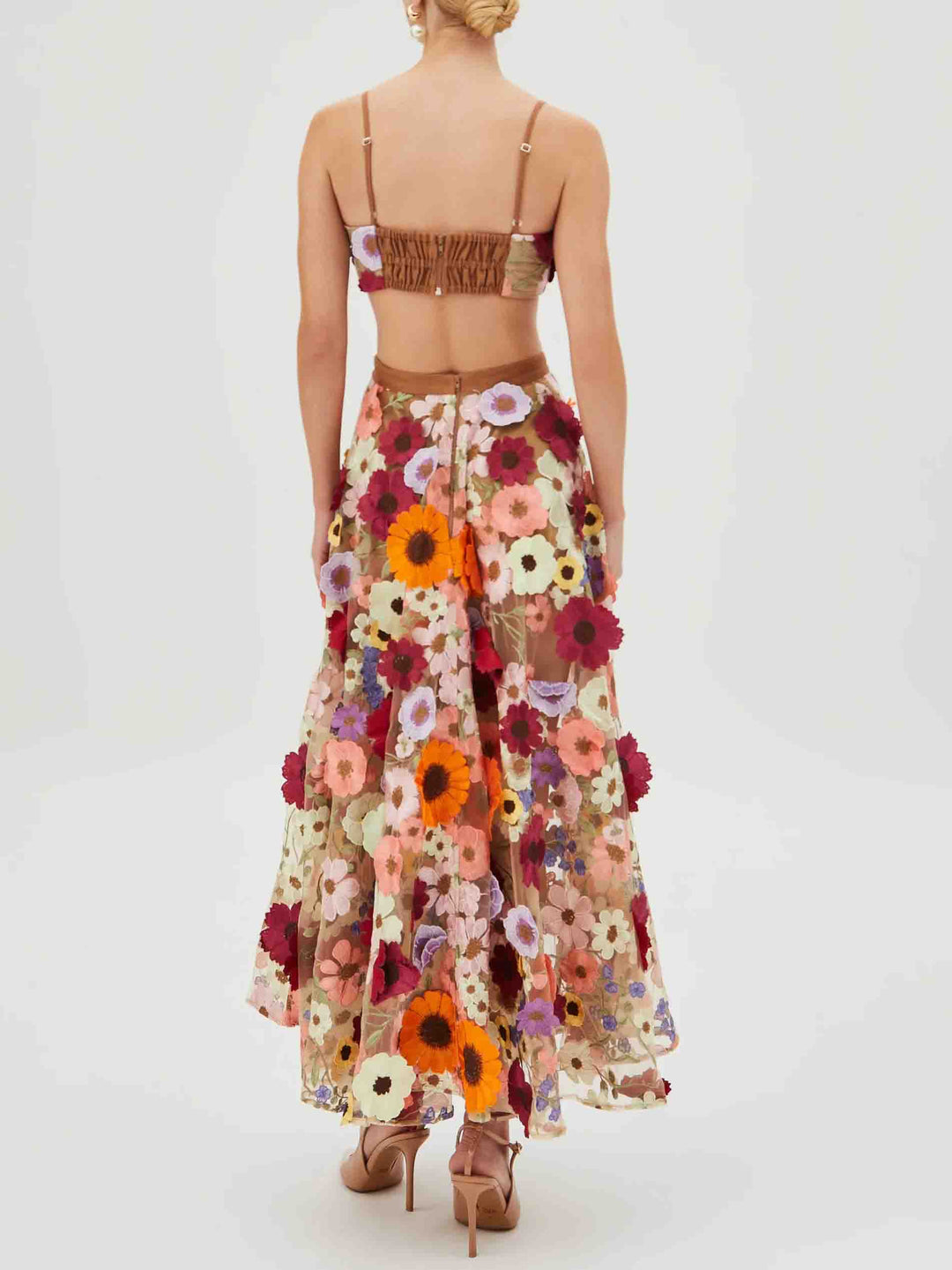 Exquisite Floral Embroidered Sheer  Skirt