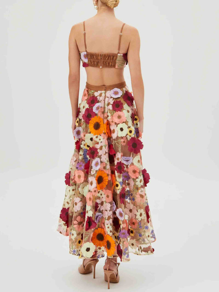 Exquisite Floral Embroidered Sheer  Skirt