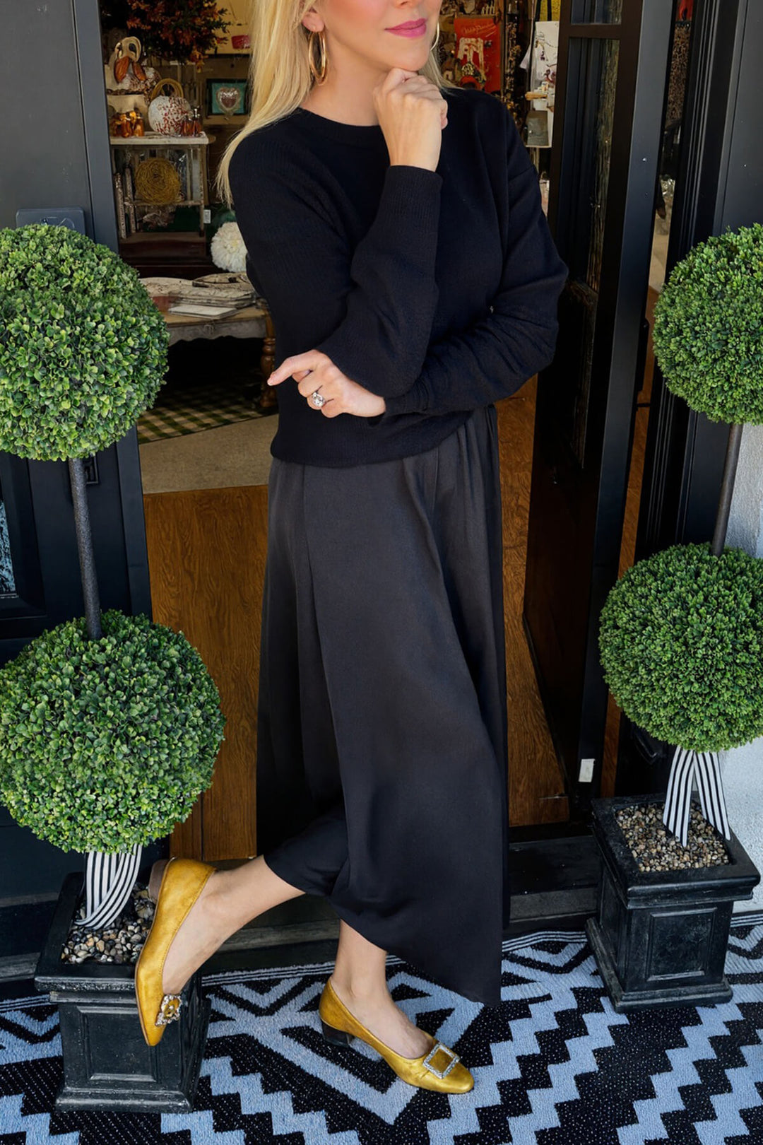 Fashion Knit Ruched Sweater and Satin Stretch Tank Midi Dress Two-piece Set