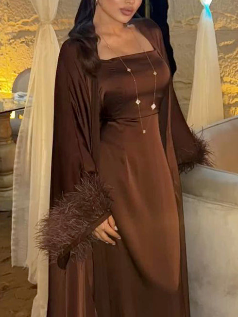 Elegant Slip Dress And Shawl Two-piece Set